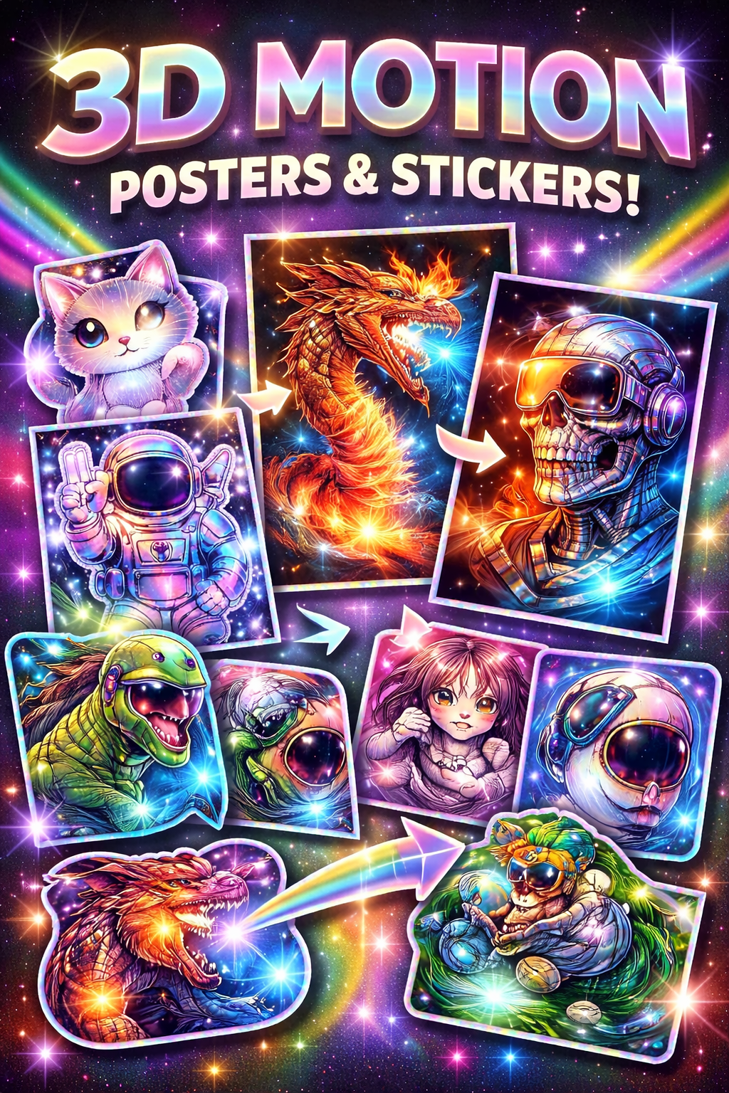 3D Motion Posters & Stickers